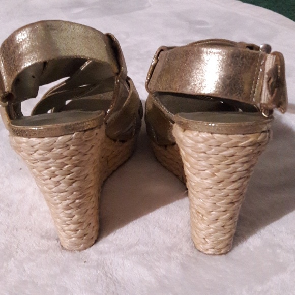 Jessica Simpson wedge Sandals 7m  leather - Picture 3 of 8